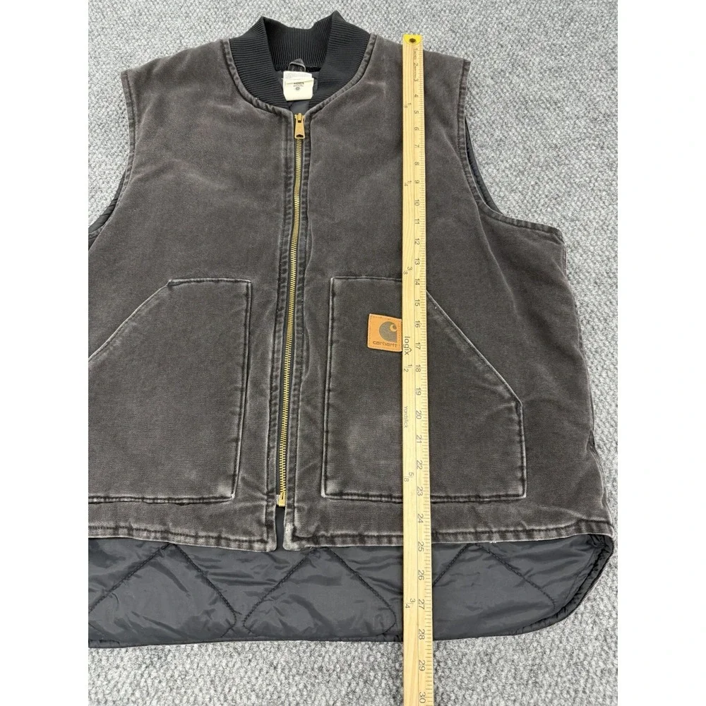 Vintage Carhartt Men's XL Black Vest Canvas Jacket Quilt Lined USA Union Stamp